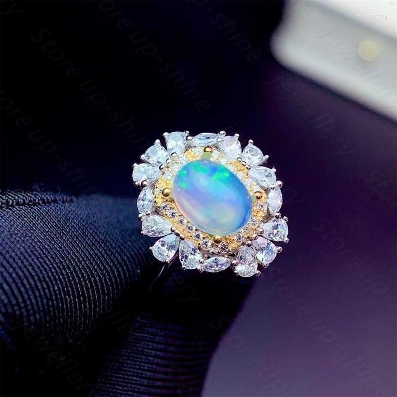 

Cluster Rings Women's Ring Natural Opal 925 Silver Luxury Atmosphere Design Exquisite And Elegant Style
