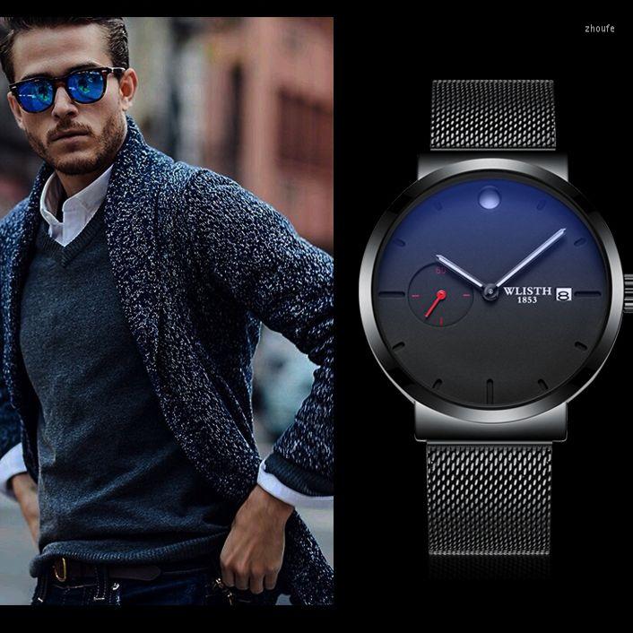 

Wristwatches WLISTH Fashion Personality Men's Quartz Watch Luminous Calendar Waterproof Subdial Men Relogio Masculino Man Clock, Red