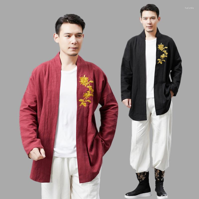 

Ethnic Clothing Chinese Style Embroidered Blouse Tang Suit Top Traditional Jacket Men Garments Long Sleeve Costume