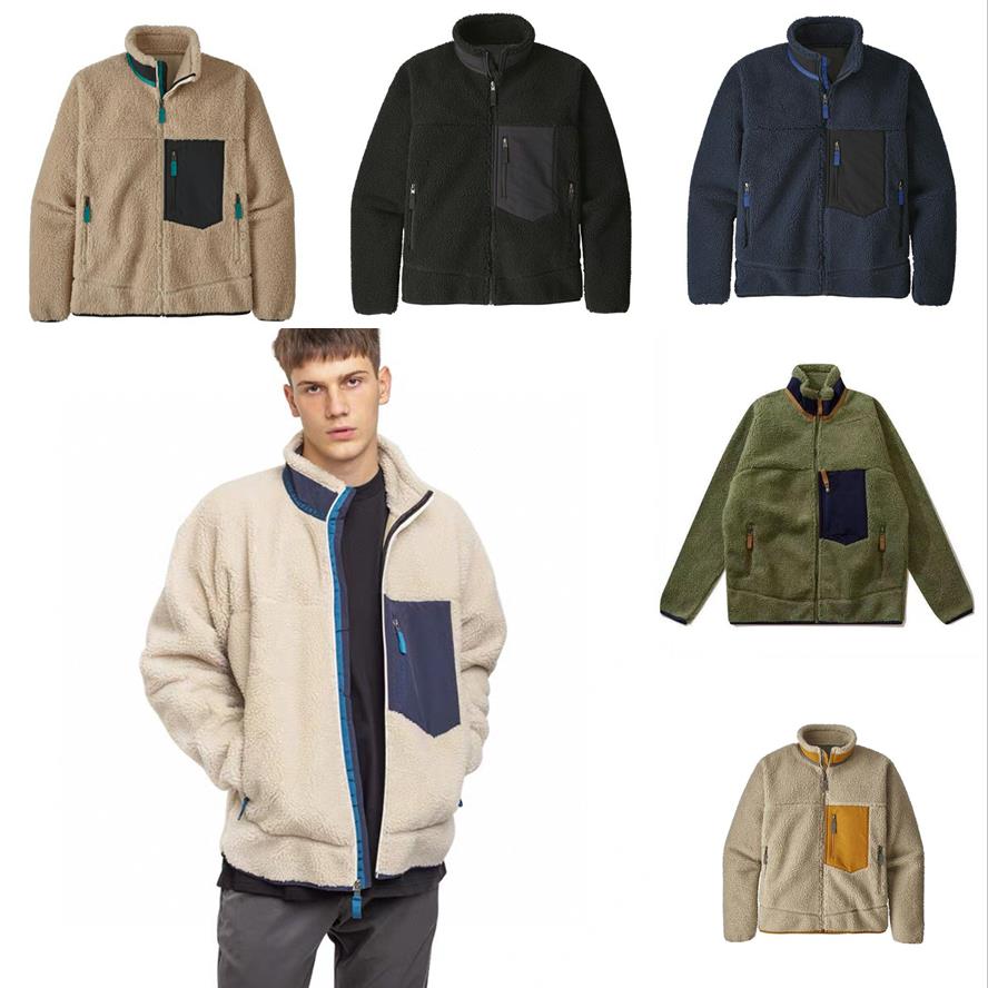 

Winter Mens designer jacket patagonia down lamb cashmere Loose print letter splicing fleece coats long sleeve mens Top XXL, Hi