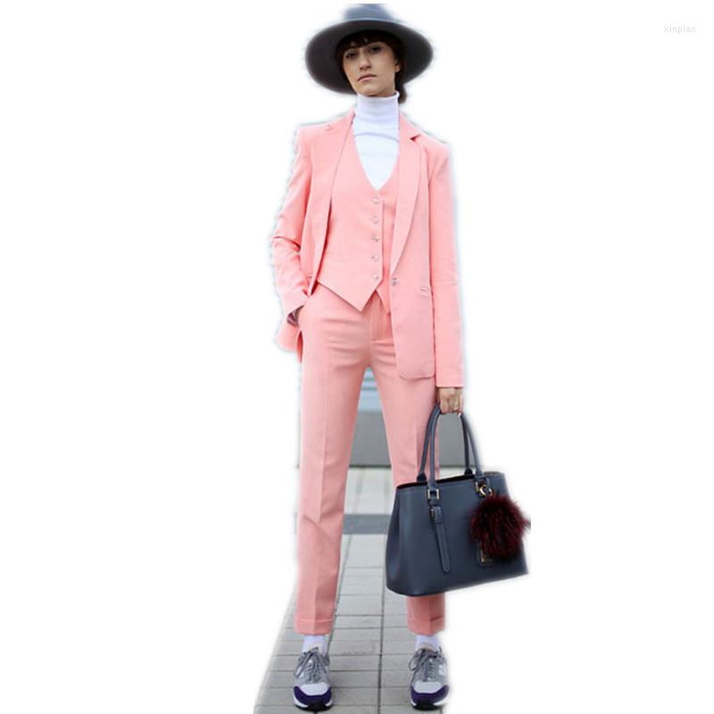 

Women's Two Piece Pants Pink 3 Set Womens Business Suits Ladies Office Women Tuxedo Female Trouser Suit Fromal Wedding, Same as picture