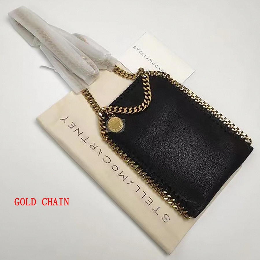 

Falabella Mini Tote Bag phone holder Stella Mccartney diamond cut chain gold recycled brass Two top handles Luxury designer handbags crossbody shoulde m05b#