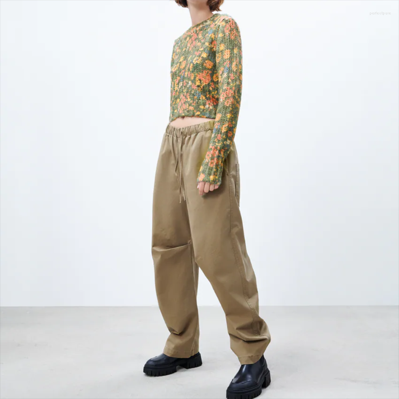 

Women' Sweaters XIKOM 2022 Autumn Floral Women Sweater Knitted O Neck Long Sleeve Top Vintage Casual Slim Cropped, Picture shown