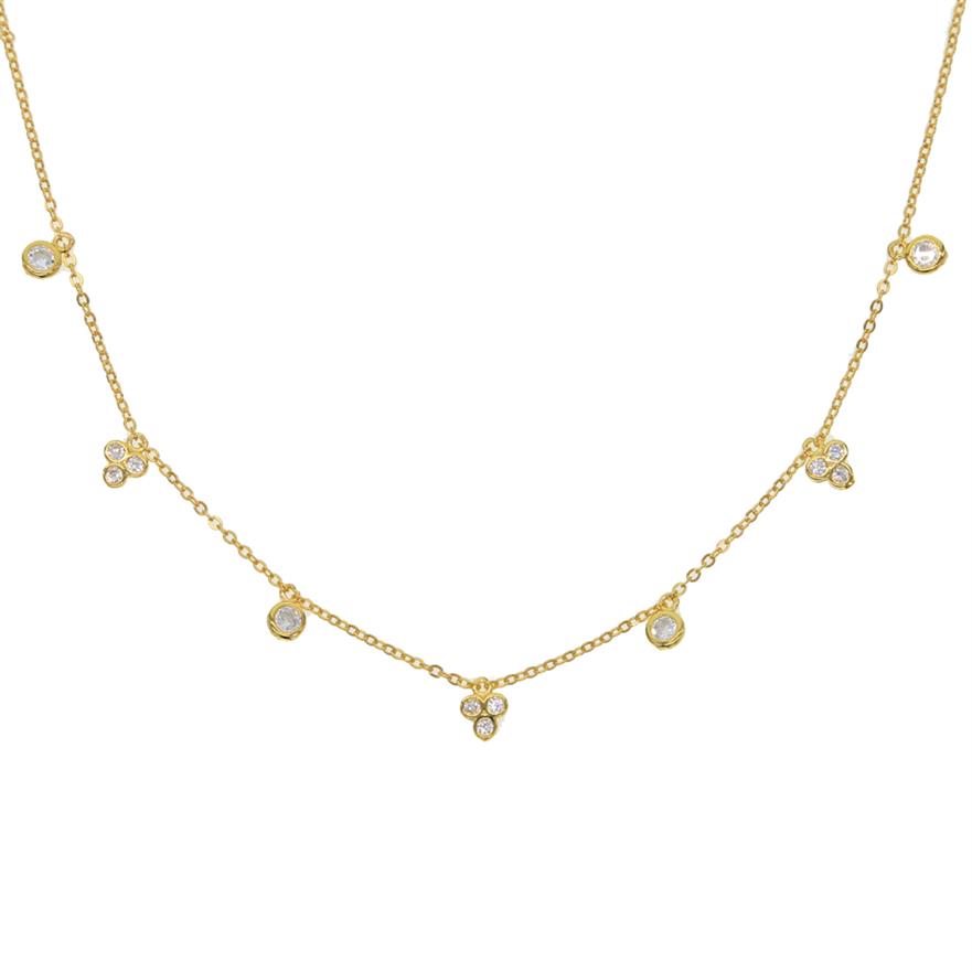 

925 sterling silver geometric round triangle cz charm choker chain elegance women jewelry lovely gorgeous cz drop collarbone neckl301K