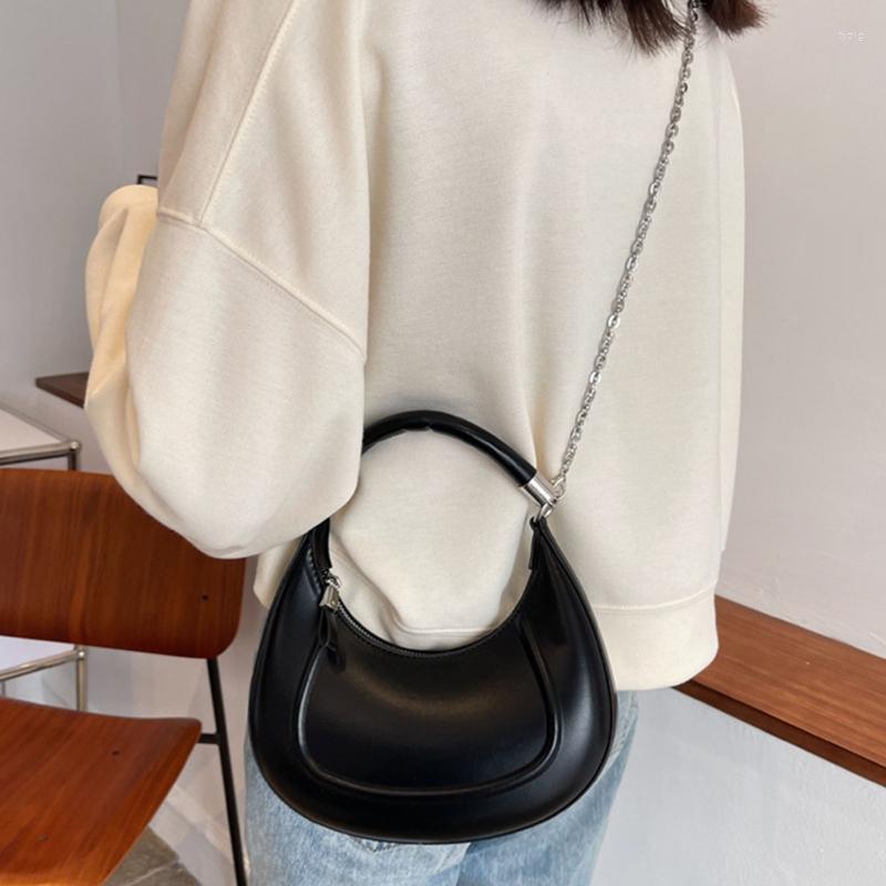

Cosmetic Bags Women's PU Leather Hobo Bag Solid Chain Strap Shoulder All-matching Handbags, Black