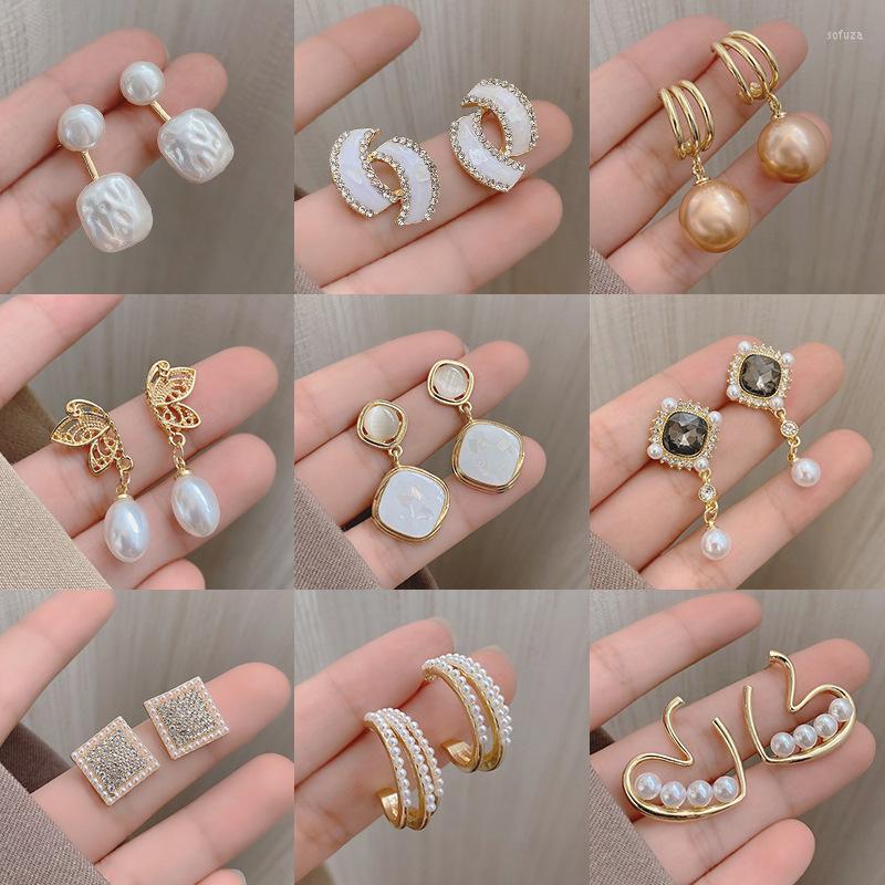 

Stud Earrings S925 Silver Needle Ins Style Simple Fashion Retro Design Sense Pearl Female Minority Temperament