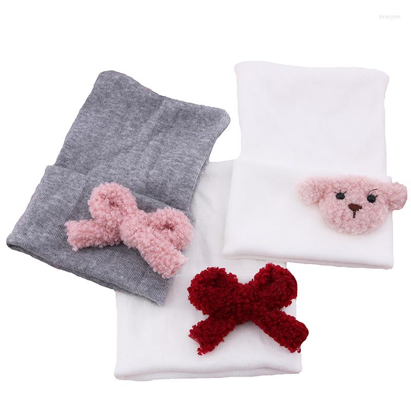 

Hats Baby Boy Girls White Bow Hat Soft 0-4 Month Kids Teddy Bear Cotton Knit Caps And Bonnet 2022 Born Accessories, H13