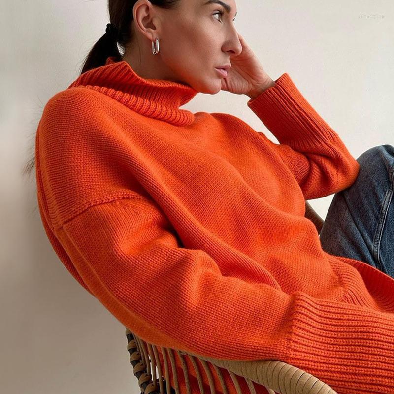 

Women' Sweaters Women' Knitted Sweater Green Elegant Turtleneck Oversized Casual Pullover Women Vintage Orange Warm Winter For, Black