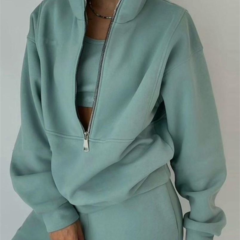 

Women' Two Piece Pants Men' Tracksuit Fleece Two Piece Set Autumn Winter Female Sports Warm Suit Casual Oversized Polo Zipper Sweatshirts And Trouser 221006, Black