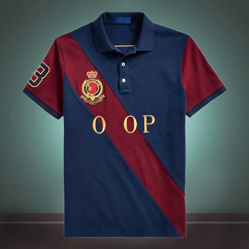 

22SS polos shirt cotton short-sleeved t-shirt men' British casual color contrast and size sports crossover new -5XL, Blue