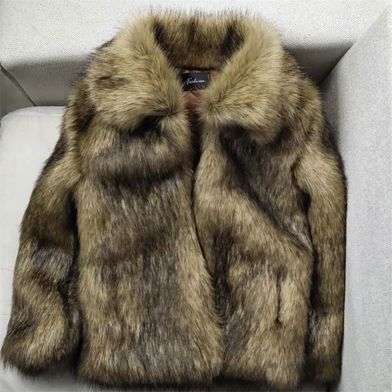 

Mens Fur Faux High Quality jacket mens winter plush keep warm collar thickened Male mink coat fur allinone Men Clothing 2201006, Black
