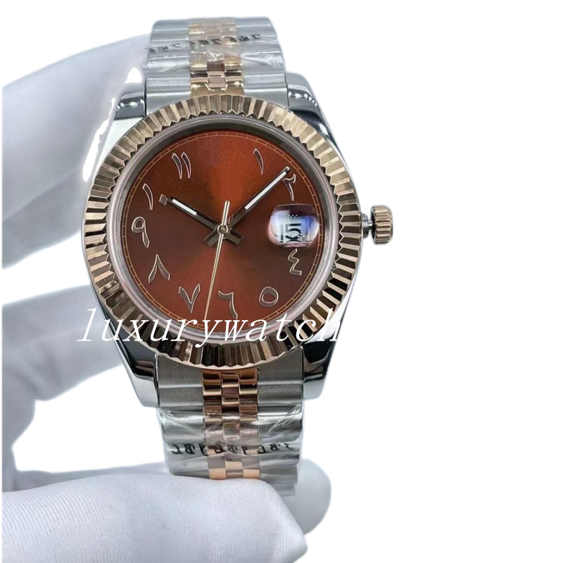 

Diy Custom Mens Watch 41mm Two Tone Rose Gold Jubilee Automatic Mechanical Sports Deep Brown Dial Sapphire Glass 316l Stainless Steel Wristwatch, Add box
