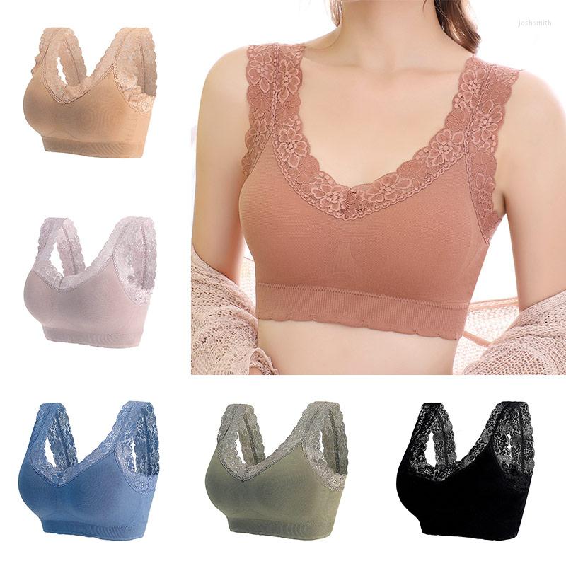 

Yoga Outfit Women Vest Bras Sexy Large Size Lace Sleep Underwear Lingerie Breathable Seamless Bralette Push Up Bra Sports Wirefree Brassiere, Bu