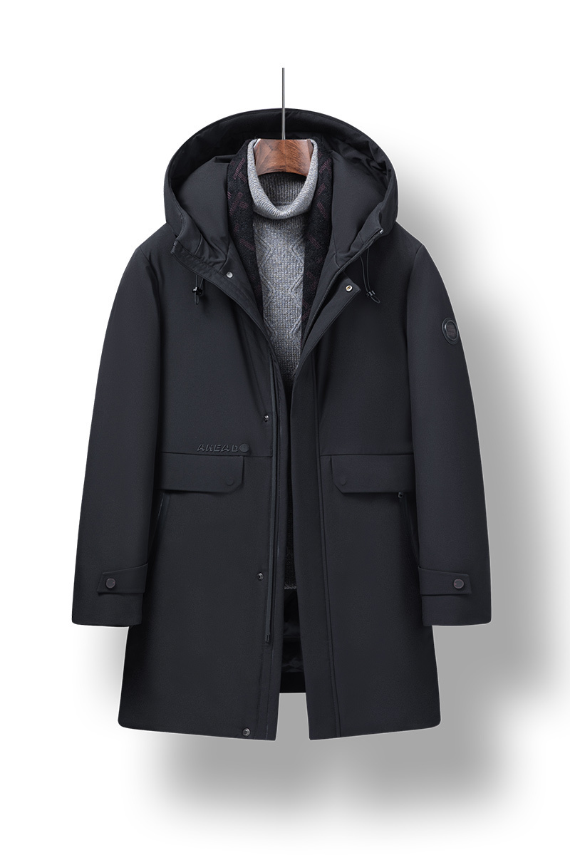 

Men's Down Parkas Top Grade Men's Grey Duck Down XLong Business Casual Thick Winter Jacket Men Fashion Detachable Scarf Warm Down Coat 221006, Black