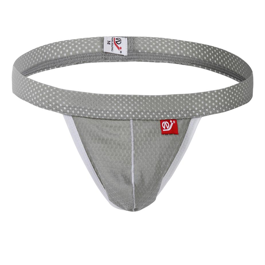 

Sexy Men's G-Strings Mesh Underpants Jockstraps Nylon Bikini G-string Low-Rise Men Thong Cuecas Male Panties Briefs Gay Pouch263O, Gray
