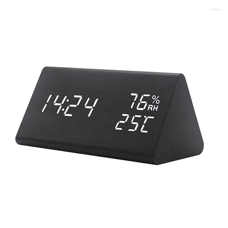 

Interior Decorations 3 In 1 Wooden Car Clock Electronic LED Time Display Temperature Humidity Detect Auto Watch Decoration Ornament For Home