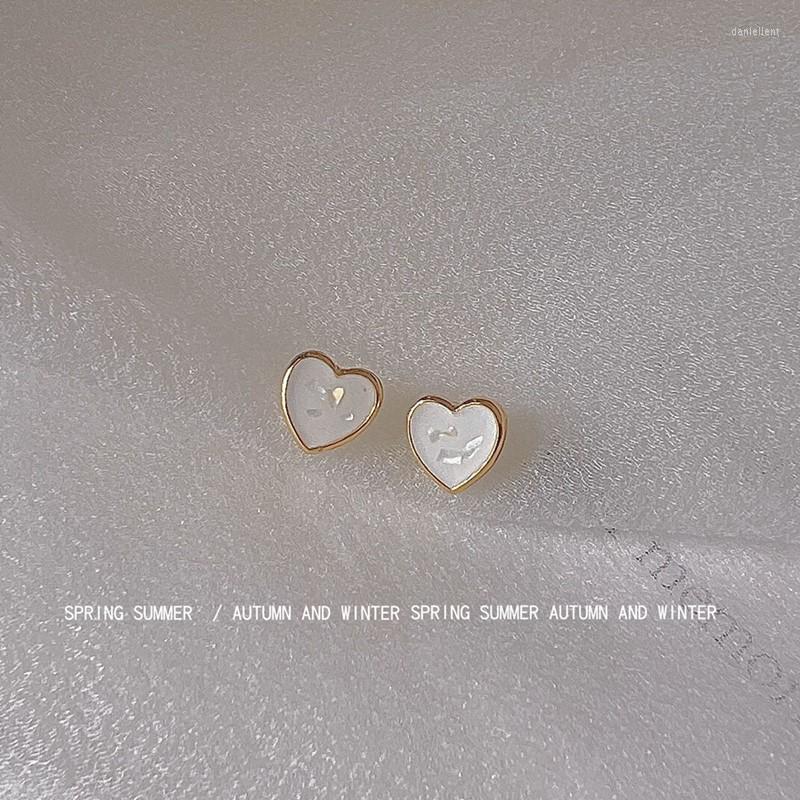 

Stud Earrings 1 Pair Of Shell Drop Oil 925 Silver Needle Plated 14K Love Female Ins Japan And South Korea Durable
