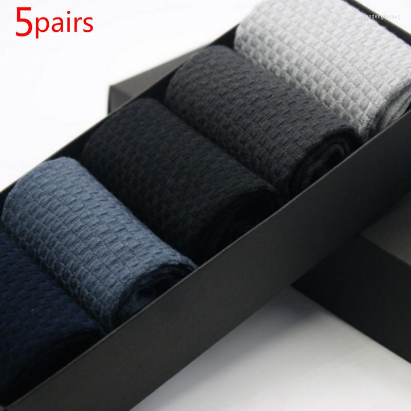 

Men's Socks 5Pairs / Lot Bamboo Fiber Men Classic Deodorant Business Brand Crew High Quality Casual Compression, 2pairs gray