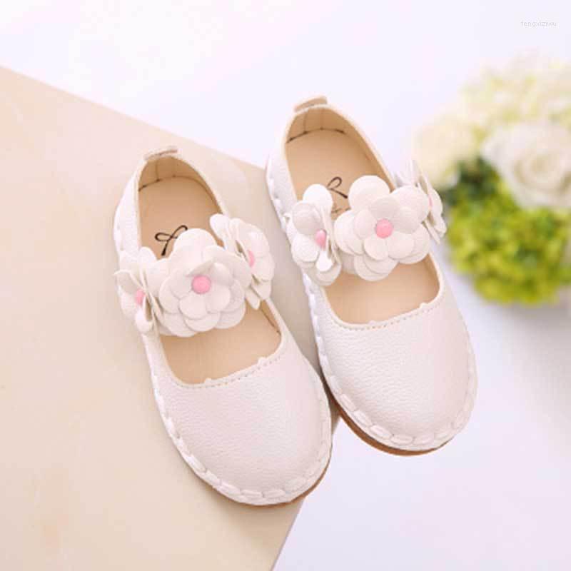 

Flat Shoes Baby Girl Leather Flowers Princess Spring Autumn Dance Wedding Party, Pink