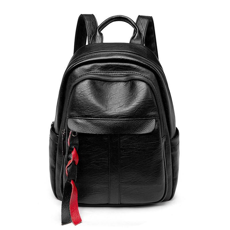 

Women Men Backpack Style Genuine Leather Fashion Casual Bags Small Girl Schoolbag Business Laptop Backpack Charging Bagpack Rucksack Sport&Outdoor Packs 6610, Black