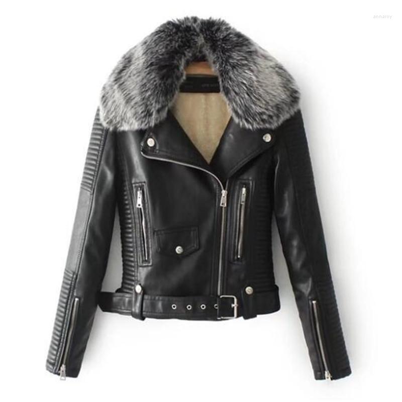 

Women' Leather Famous Winter Women Jacket Coat Short Was Thin Slim High Quality Pu Fashion Clothing, Black