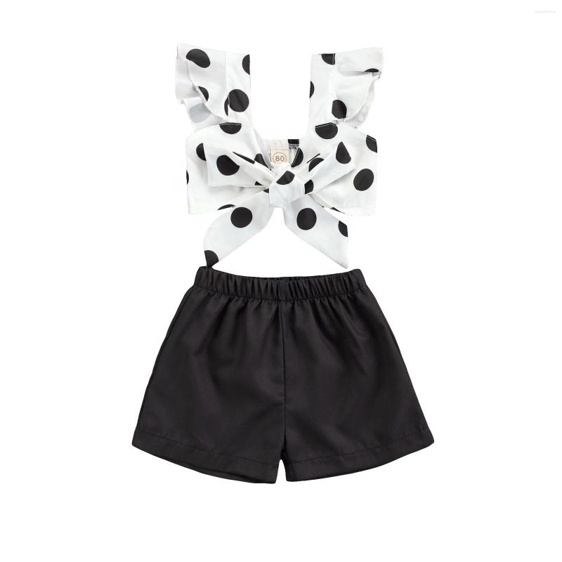 

Clothing Sets Baby Crops Tank Shorts With Polka Dot Pattern Printing Elastic Waist Bow Decoration Summer 1-5T, Picture shown