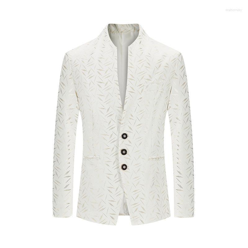 

Men's Suits 2022 Style Men's Solid Color Blazers One-piece Stand-up Collar Long-sleeved Formal Wear-free Self-cultivation Casual Suit, Black
