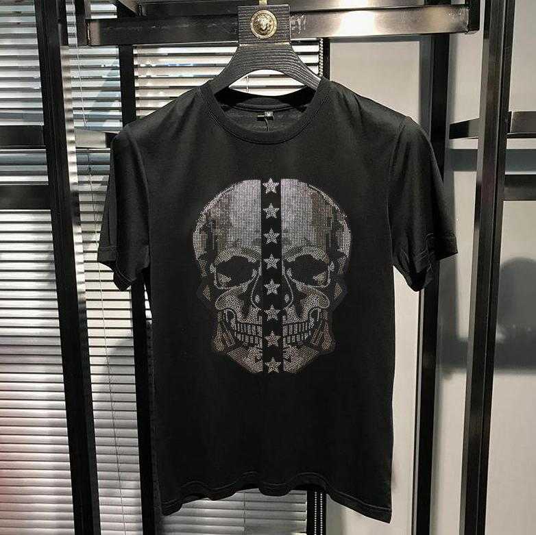 

Men's T-Shirts M-5XL Skull Rhinestones T Shirts Men Summer top tees O Neck Slim fit Tshirts high quality T221006, As picture shown