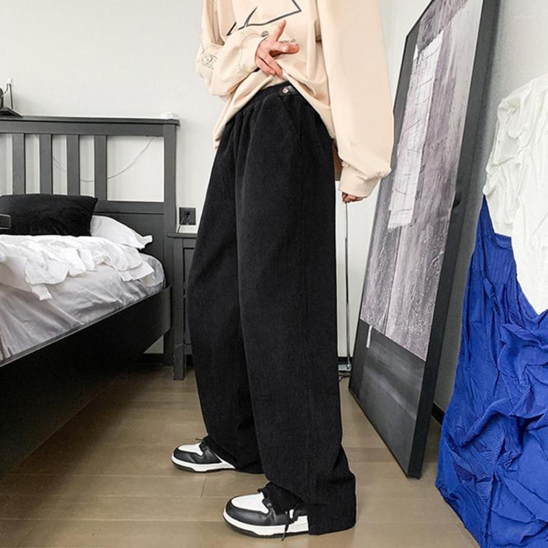 

Men's Pants Stylish Long Mid Rise Temperament Retro Pockets Trousers Men, Black