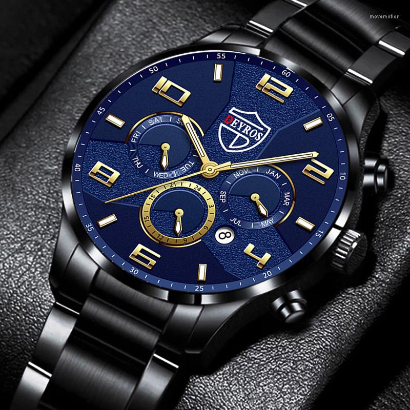 

Wristwatches Reloj Hombre Fashion Mens Stainless Steel Watches Luxury Men Business Calendar Quartz Watch Luminous Clock Relogio Masculino, As shown 6