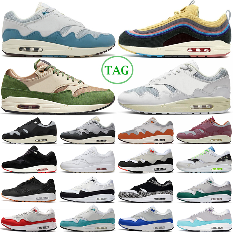 

1 87 running shoes men women Patta Waves 1s 87s White Black Treeline Sean Wotherspoon Elephant Gum Obsidian mens womens sneakers outdoor sports trainers, Patta waves noise aqua