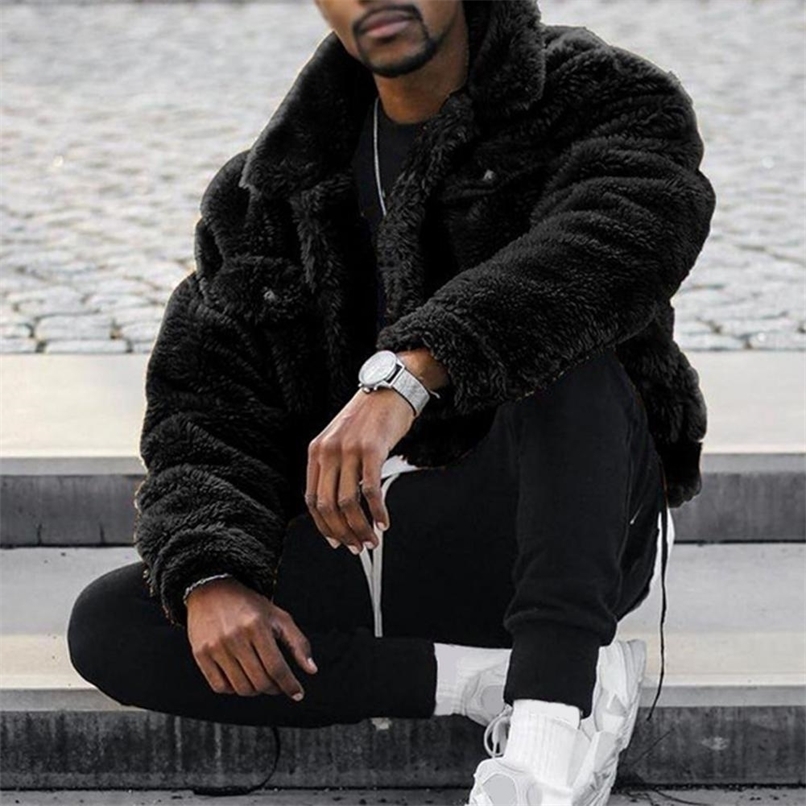 Men's Jackets Winter/Autumn Men's Jacket Solid Color Plush Simple Fluffy Men Jacket for Daily Wear 221007