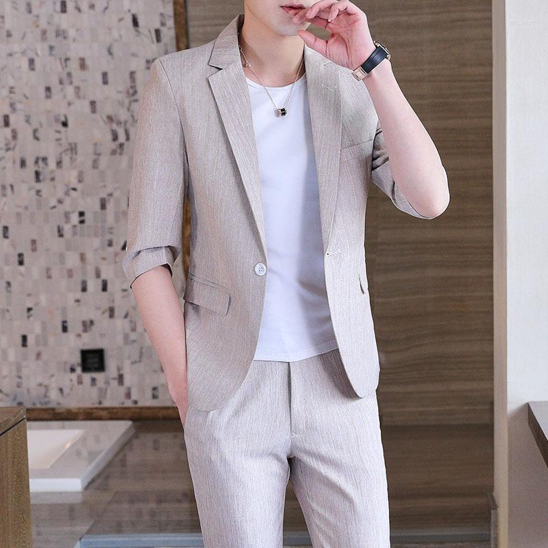 

Men's Suits A Set Of Small For Men's Soil 2022 Summer Handsome And Light Men With Casual Thin Models, Black