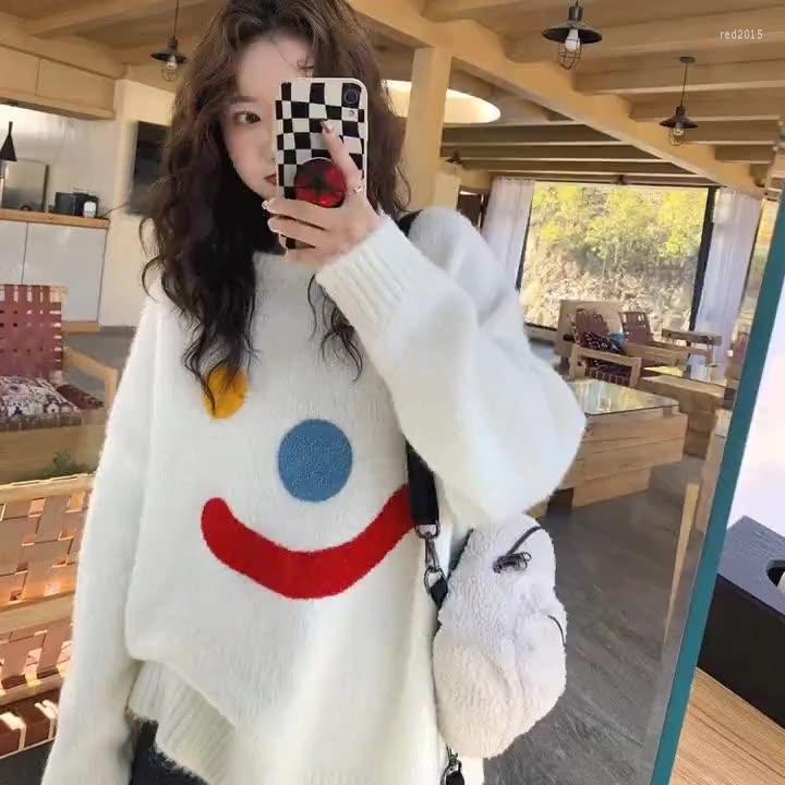 

Women' Sweaters Little Snowman Crew Neck Sweater Female Autumn And Winter Design Sense Niche Loose Thin Mid-Length Pullover Top Tren, Black