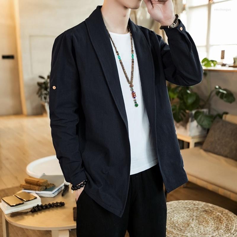 

Ethnic Clothing Traditional Chinese For Men Tang Suit Plus Size Hanfu Clothes Linen Harajuku Long Sleeve Coats Male KK3616