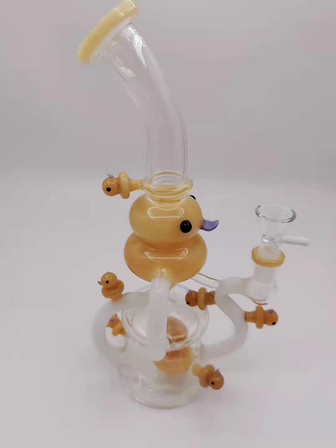 

Unique Heady Glass Hookah Bongs Duck Style Hookahs Water Pipe Showerhead Beaker Gravity Bong 11inches with Bowl Dab Rig