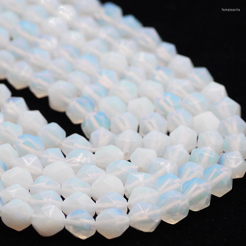 

Beads Big Faceted White Opal Natural Stone Spacer 8MM 48pcs Loose For Jewelry Making DIY Charm Bracelet Necklace Accessories