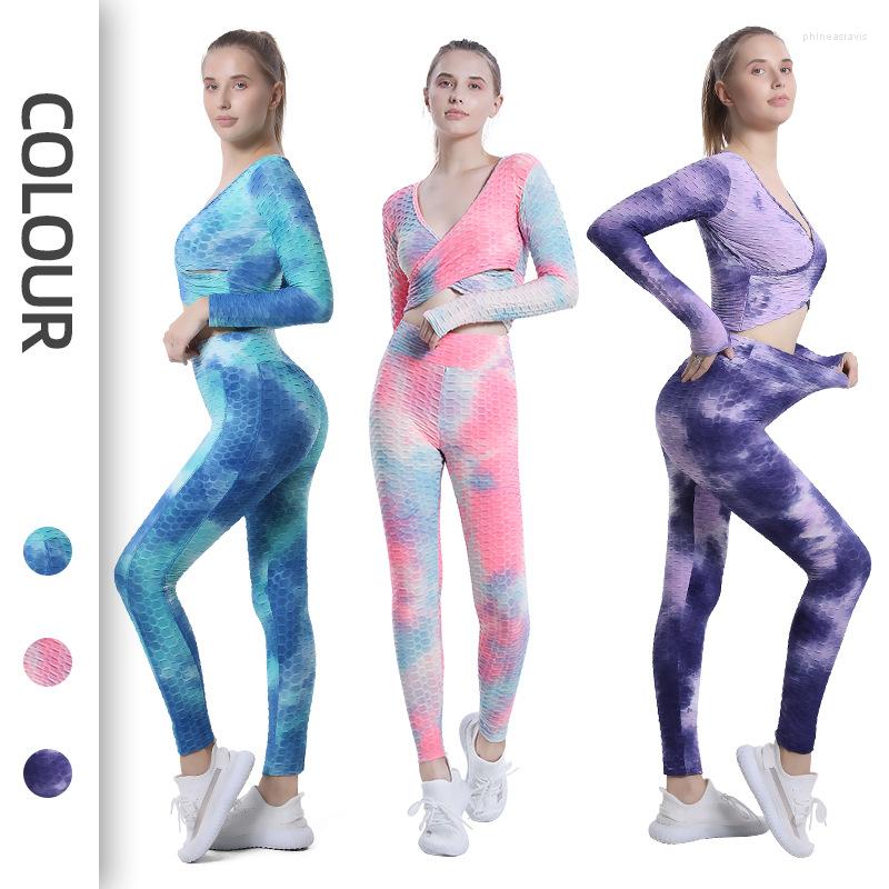 

Active Sets Women Sport Set Yoga Pants Fitness Gym Crop Top Two Piece Suit Female Long Sleeve Leggings Jogging, Green set