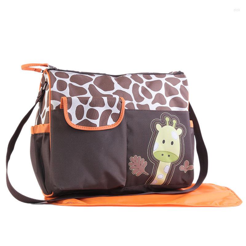 

Duffel Bags Travel Handbag Multifunctional Baby Diaper Bag Care Nappy Print Stroller Mummy Maternity Mom Tote, Orange giraffe