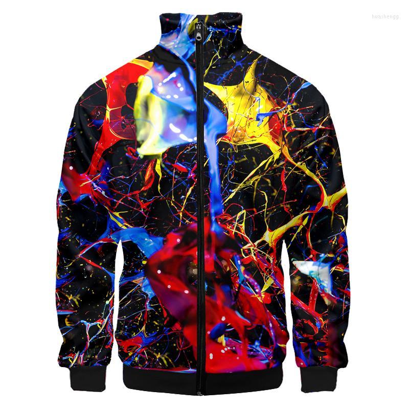 

Men's Jackets Men's Colorful Paint Splashes Bomber Jacket Men Stand-up Collarsleeve Coats 3D Digital Printing Casual Baseball Women, 00501