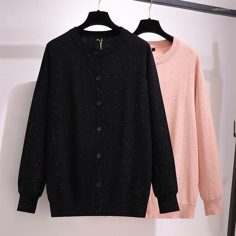 

Women's Knits 150Kg Bust 150cm Plus Size Women's Autumn Outside Long-Sleeved Knitted Cardigan Loose Single-Breasted Sweater Jacket, Black