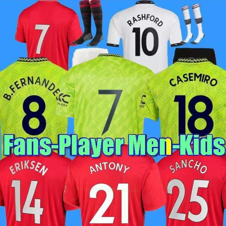 

22 23 SANCHO soccer jerseys Antony Martinez RASHFORD Casemiro Eriksen MANS UTDs 2022 2023 football shirt men uniforms MARTIAL B. FERNANDES MANCHESTERS kids kit set, Home+uel