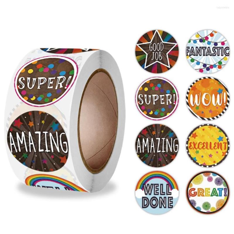 

Jewelry Pouches 500pcs/roll 1inch Cartoon Stickers 8 Designs Pattern For Kids Gift Toys Sticker School Teacher Encourage Students Reward