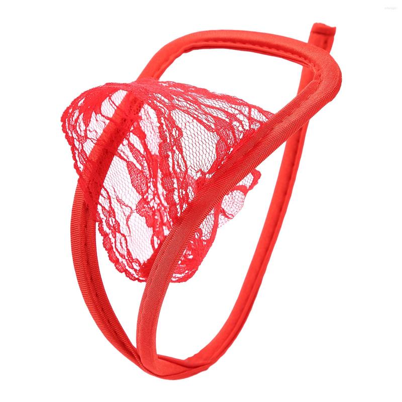 

Men's G Strings Mens See-through Floral Lace Red Black Thongs Solid Invisible C-String Sissy Lingerie Underwears Strapless For Valentines