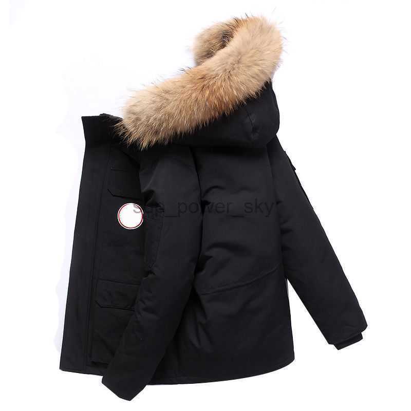 Men's Down Canadian Designer Goose Parkas Down jacket mens short thickened large fur collar 2022 new youth couples white duck outdoor work c