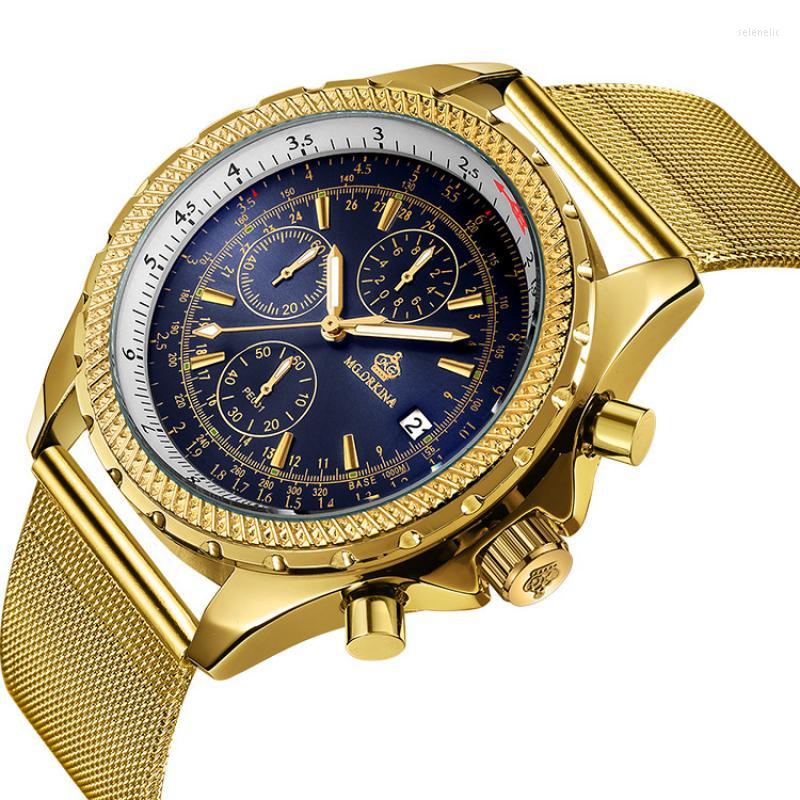 

Wristwatches Men's Watch Blue Dial Stainless Steel Band Date Mens Business Male Watches Waterproof Luxuries Men Wrist For, Sb