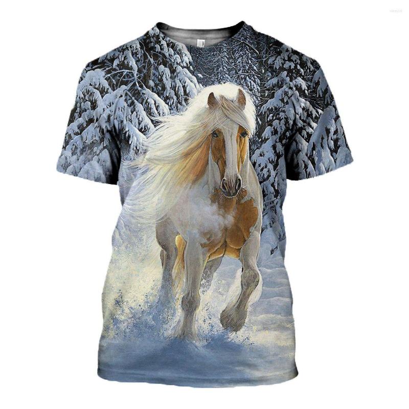 

Men's T Shirts Snow Horse 3D Print Summer Breathable Short-Sleeved Shirt Casual Fashion T-shirt Sports Streetwear 5XL Oversized Tops, T-shirt 17