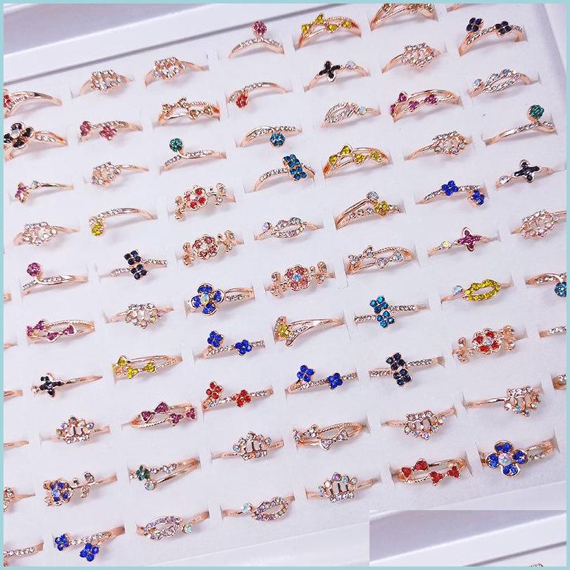 

Band Rings 50Pcs/Lot Fashion Engagement Wedding Rings For Women Luxury Female Diamond Ring Mixed Styles Jewelry Love Gift Bdejewelry Dhajf