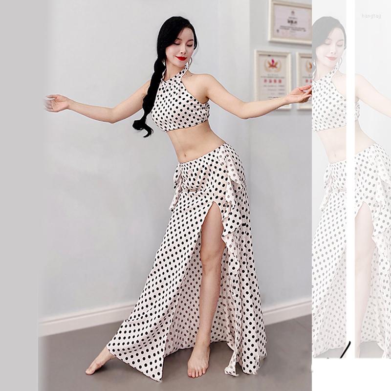 

Stage Wear Belly Dance Costumes Set For Women Professional Clothing Summer Sleeveless Top Long Skirt 2pcs Oriental Outfit, Pink