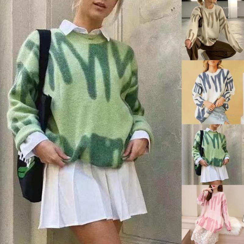 

Women's Sweaters Women Knitted Sweater Elegant Long Sleeve Warm Loose Pullovers For Winter Female Plush Oversized Streetwear, Pink